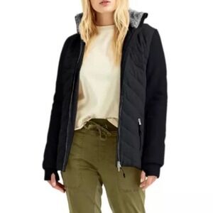 Boundless North Faux Shearling Hooded Storm Jacket Heather Charcoal NWT